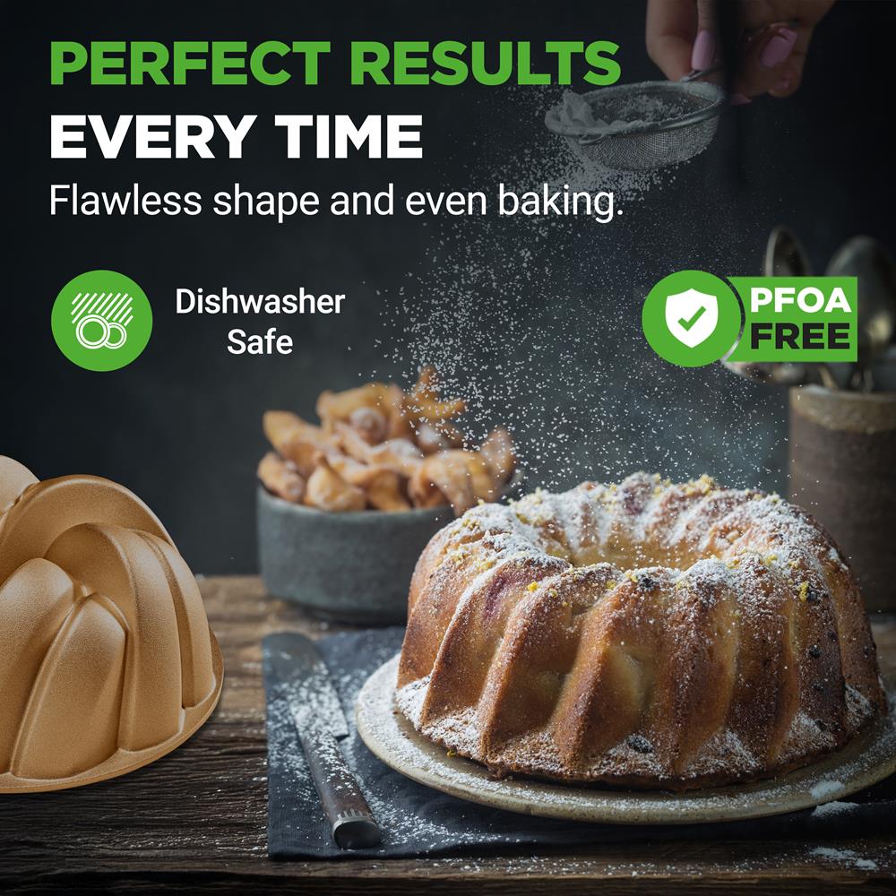 Extra Thick Cast Aluminum Cascade Fluted Cake Pan Baking Pan, 2 Layers Non-Stick Coating For Easy Release, Baking Supplies - Image 6