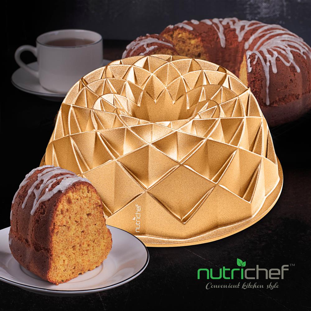 9" Cake Pan - Uniform Baking, Nonstick Thick and Heavy Cast Aluminum, Gold - Image 7