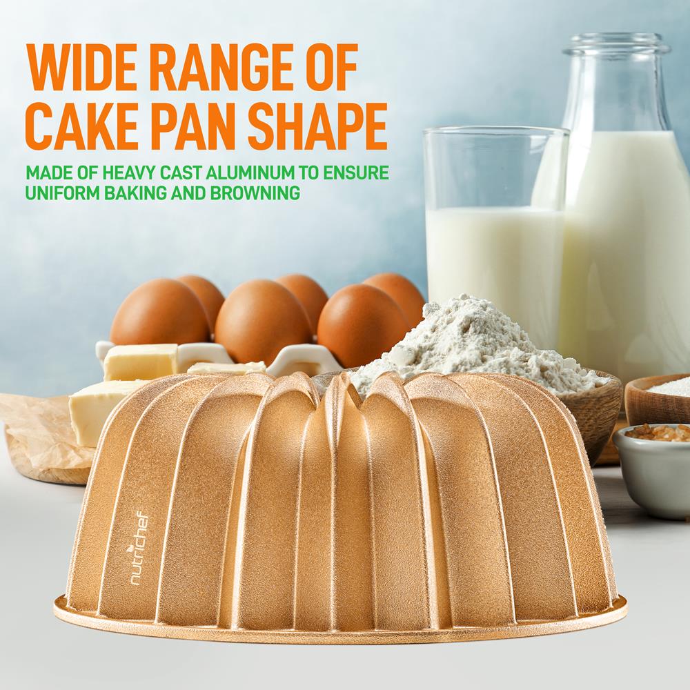9" Cake Pan - Uniform Baking, Nonstick Cast Aluminum, Gold - Image 4