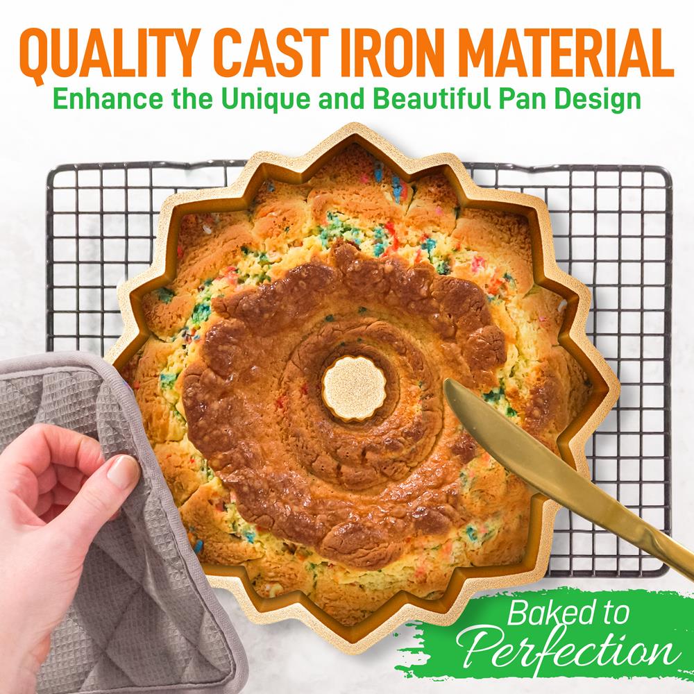 Extra Thick Cast Aluminum Bloom Fluted Cake Pan Baking Pan, 2 Layers Non-Stick Coating For Easy Release, Baking Supplies - Image 3