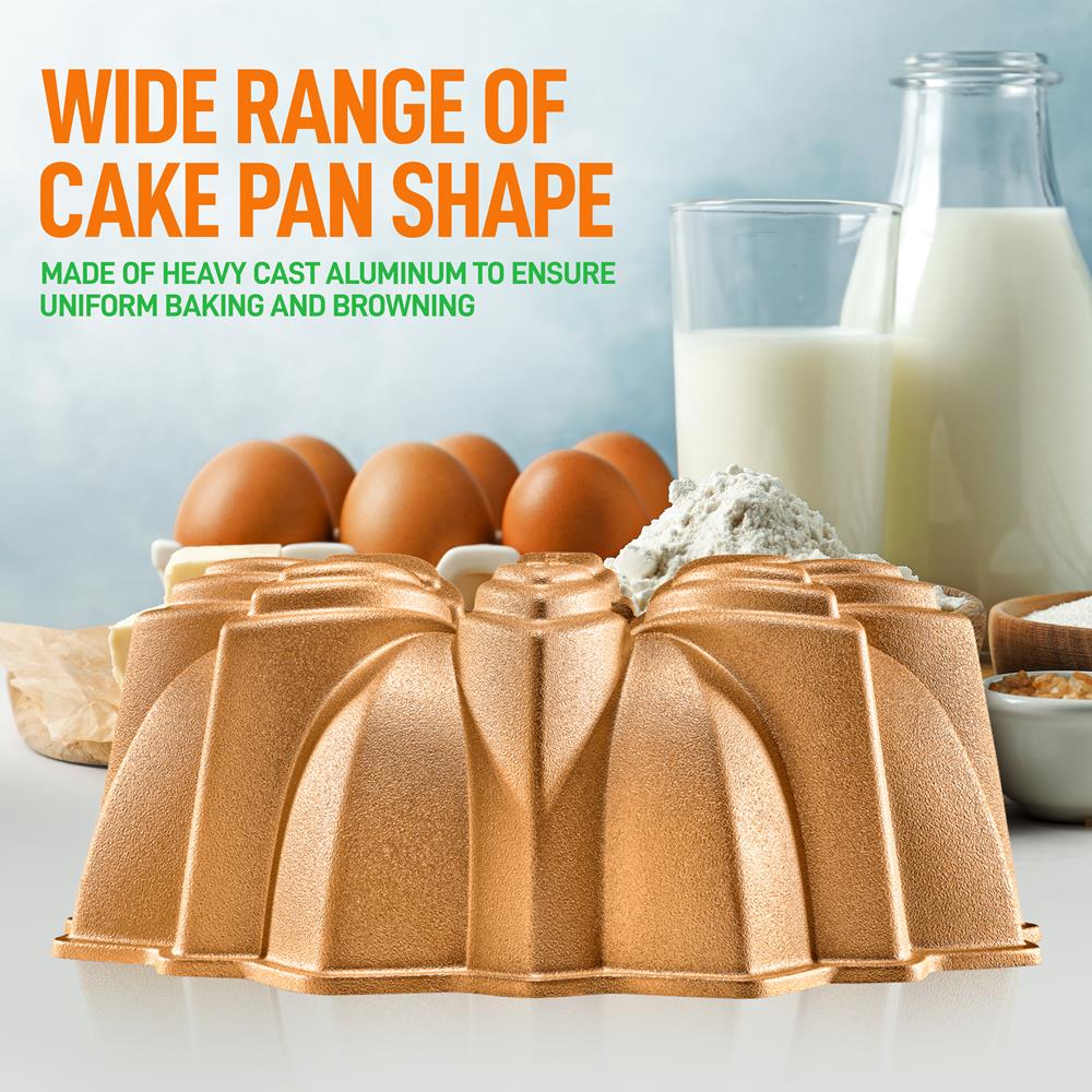Extra Thick Cast Aluminum Bloom Fluted Cake Pan Baking Pan, 2 Layers Non-Stick Coating For Easy Release, Baking Supplies - Image 4