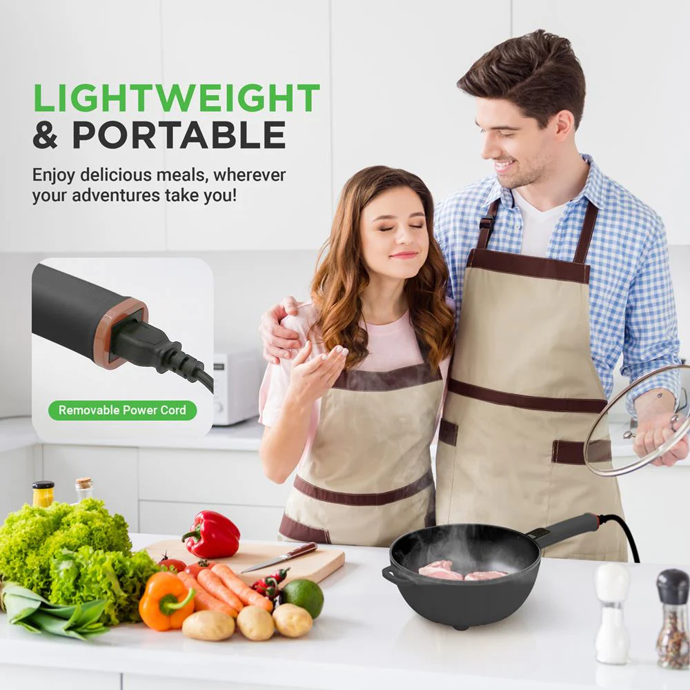 Electric Frying Pan & Steamer, 4L, Non-Stick, Touch Control, Portable - Image 4