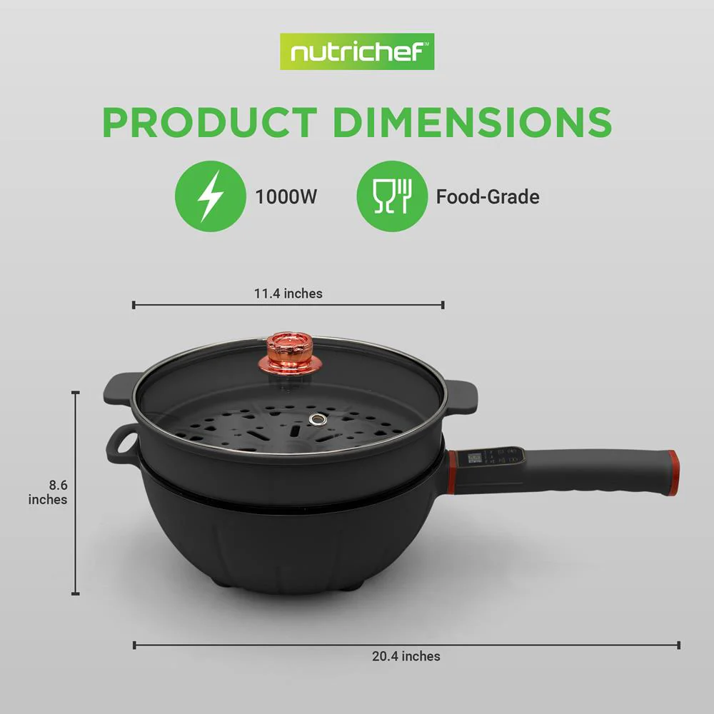 Electric Frying Pan & Steamer, 4L, Non-Stick, Touch Control, Portable - Image 7