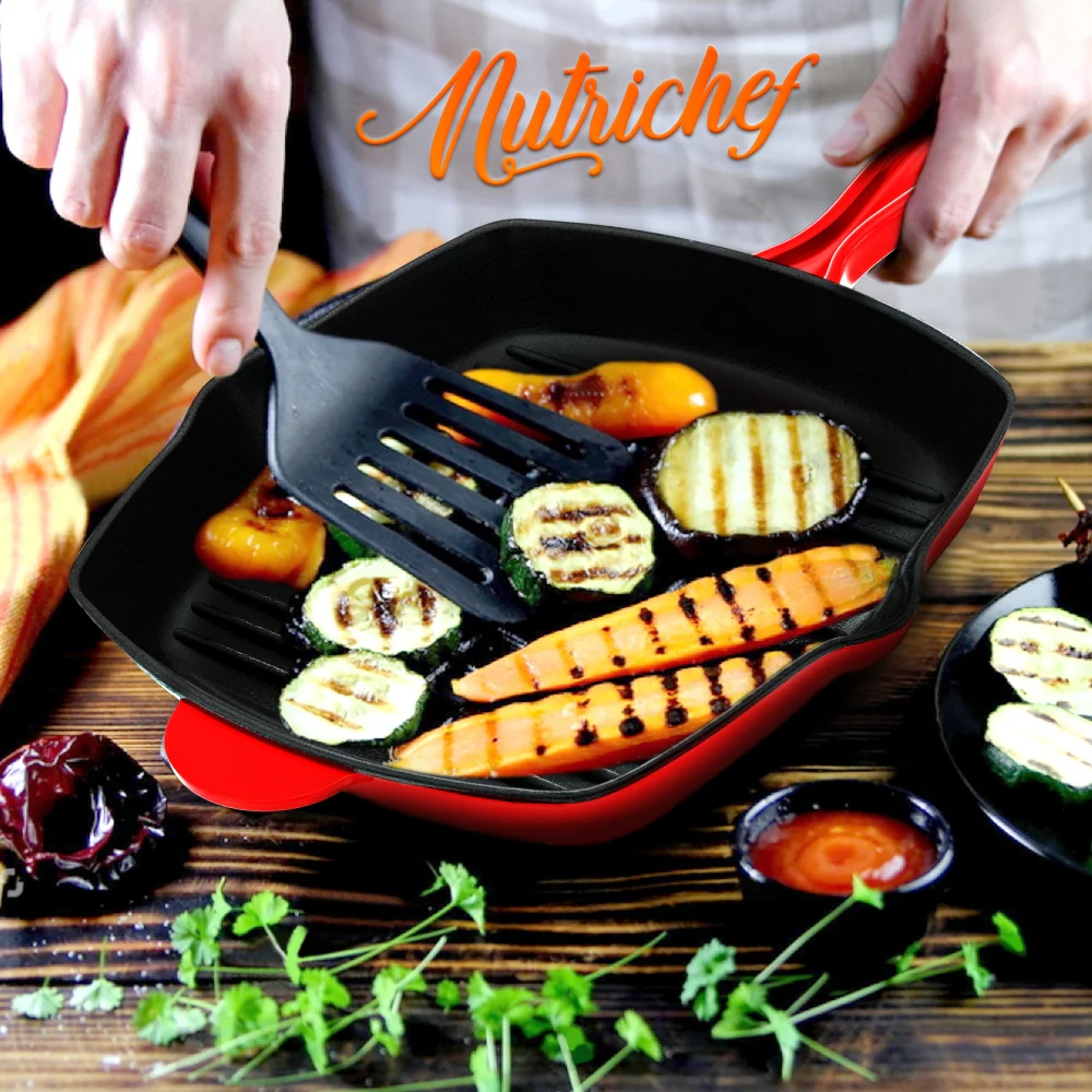11" Cast Iron Grill Pan, Perfect Grill Marks, Porcelain Enamel Coating - Image 7