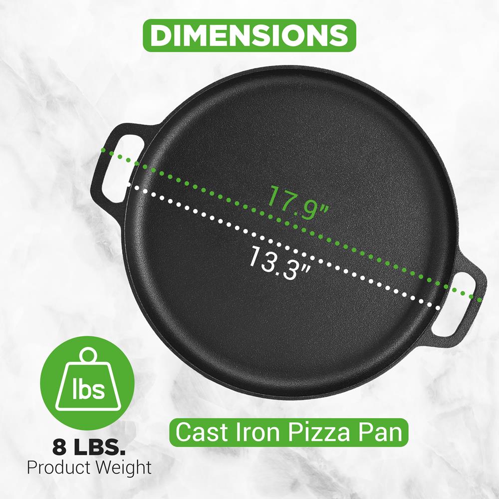 13" Cast Iron Pizza Pan - Versatile Pre-Seasoned Griddle w/ Handles - Image 6