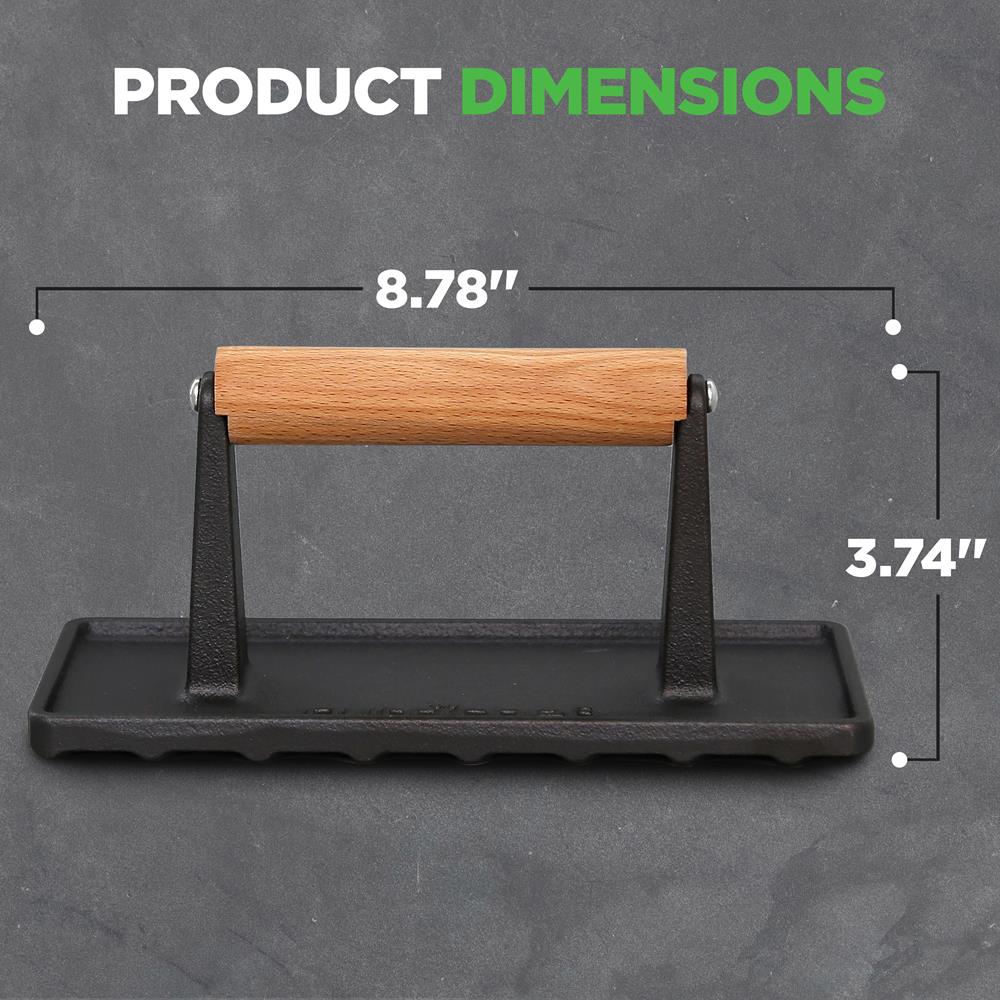 Cast Iron Grill Press - Speeds Cooking - Beech Wood Handle - Image 5