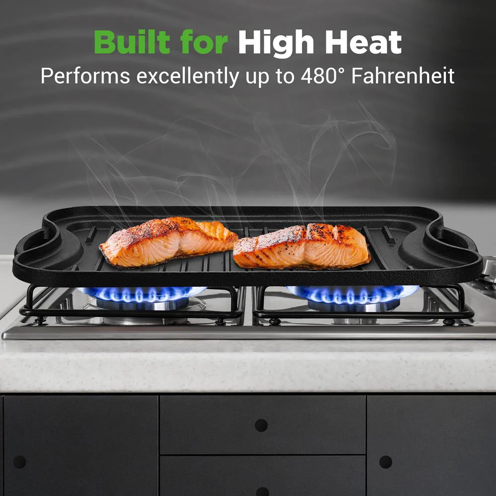 Reversible Cast Iron Griddle - Even Heat, Extra-Wide, Oven Safe - Image 4