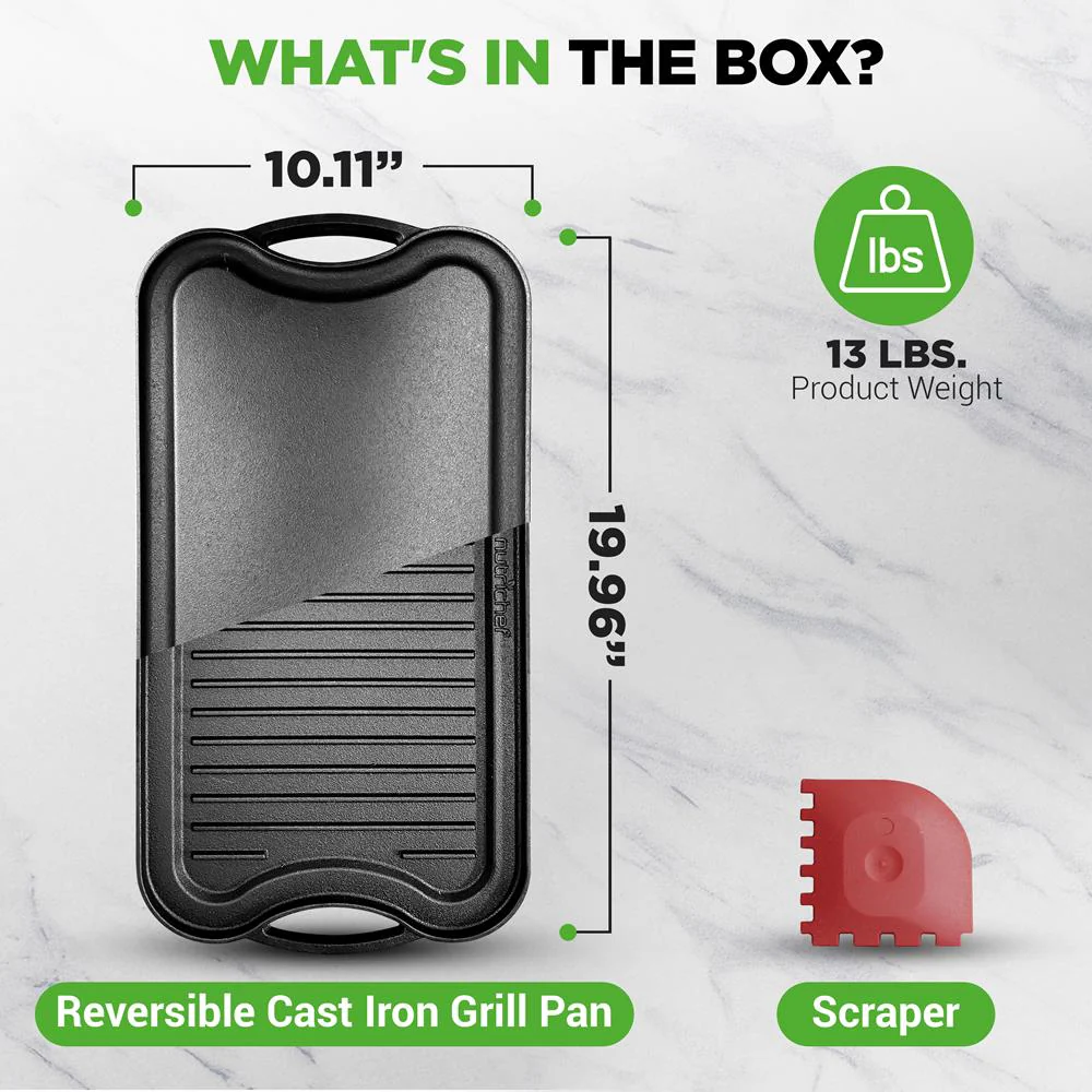 Reversible Cast Iron Griddle - Even Heat, Extra-Wide, Oven Safe - Image 7