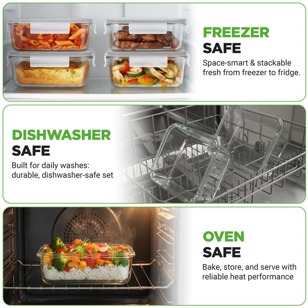 10-Piece Glass Food Storage Set, Leak-Proof, Borosilicate, Gray - Image 4