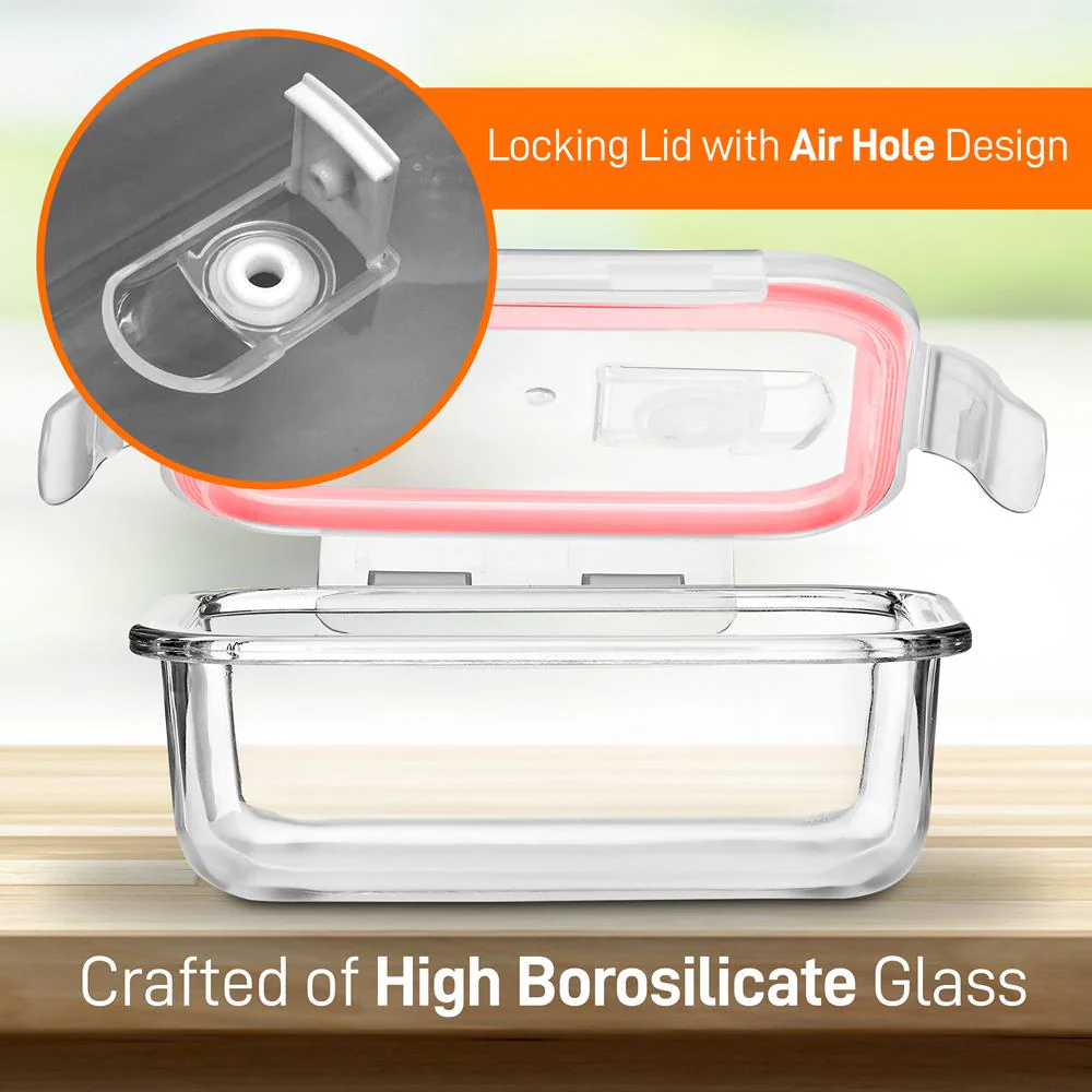 10-Piece Leakproof Glass Containers Set, Freezer-to-Oven Safe, Red - Image 5