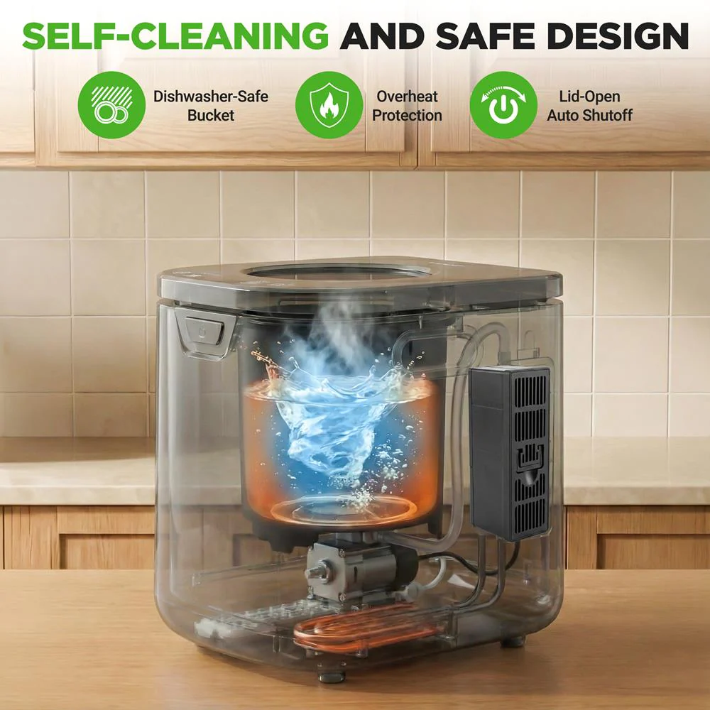 Electric Kitchen Composter 4L, Self-Cleaning, Odorless & Low Noise, Turning Food Waste Into Fertilizer (Gray) - Image 6