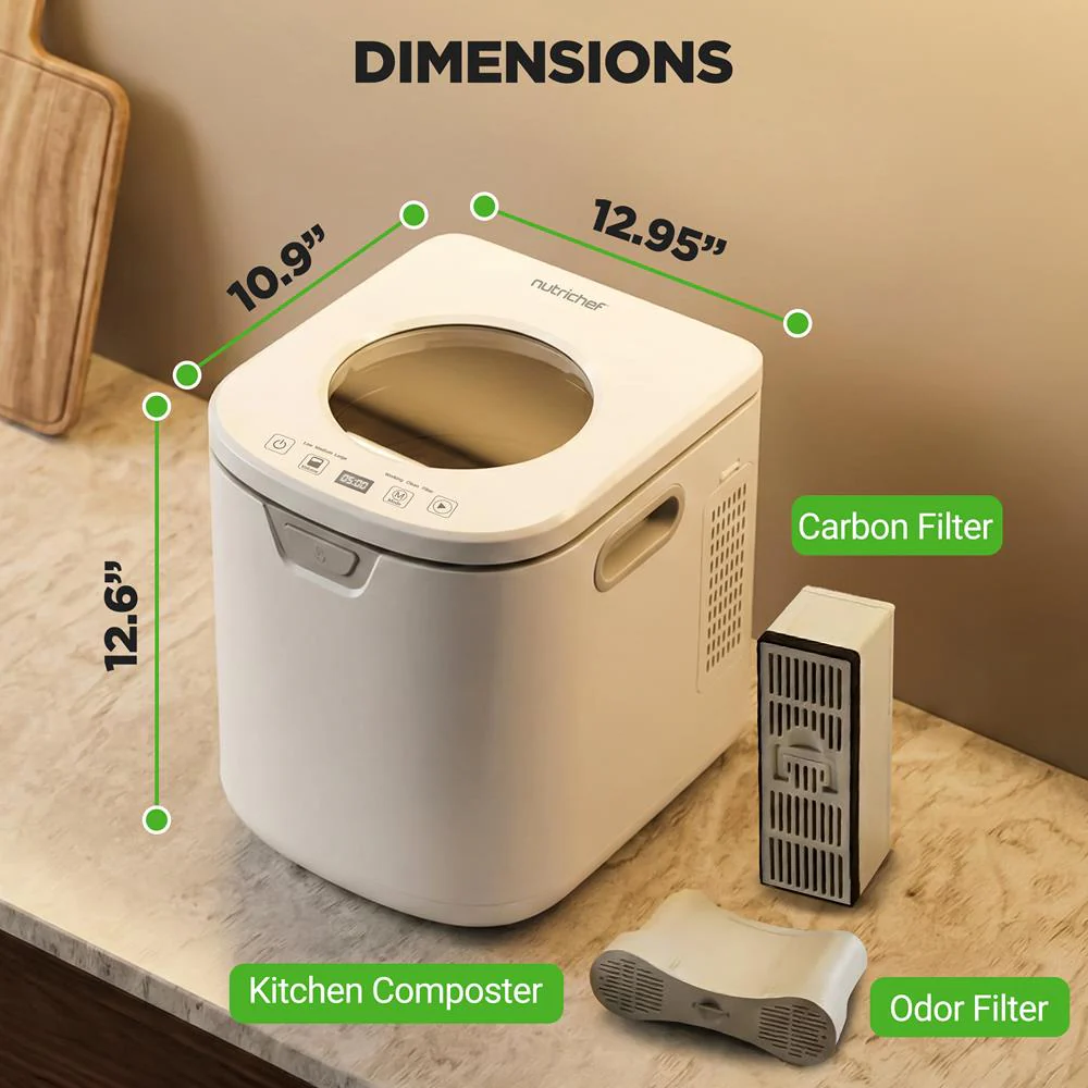 Electric Kitchen Composter 4L, Self-Cleaning, Odorless & Low Noise, Turning Food Waste Into Fertilizer (White) - Image 7