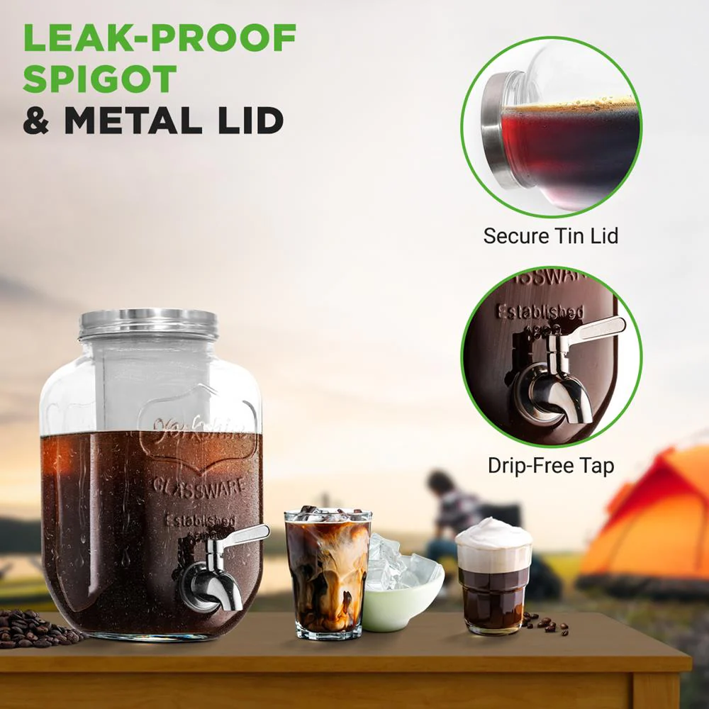 Cold Brew Coffee Maker 1-Gallon Leak-Proof Glass with Steel Spigot - Image 3