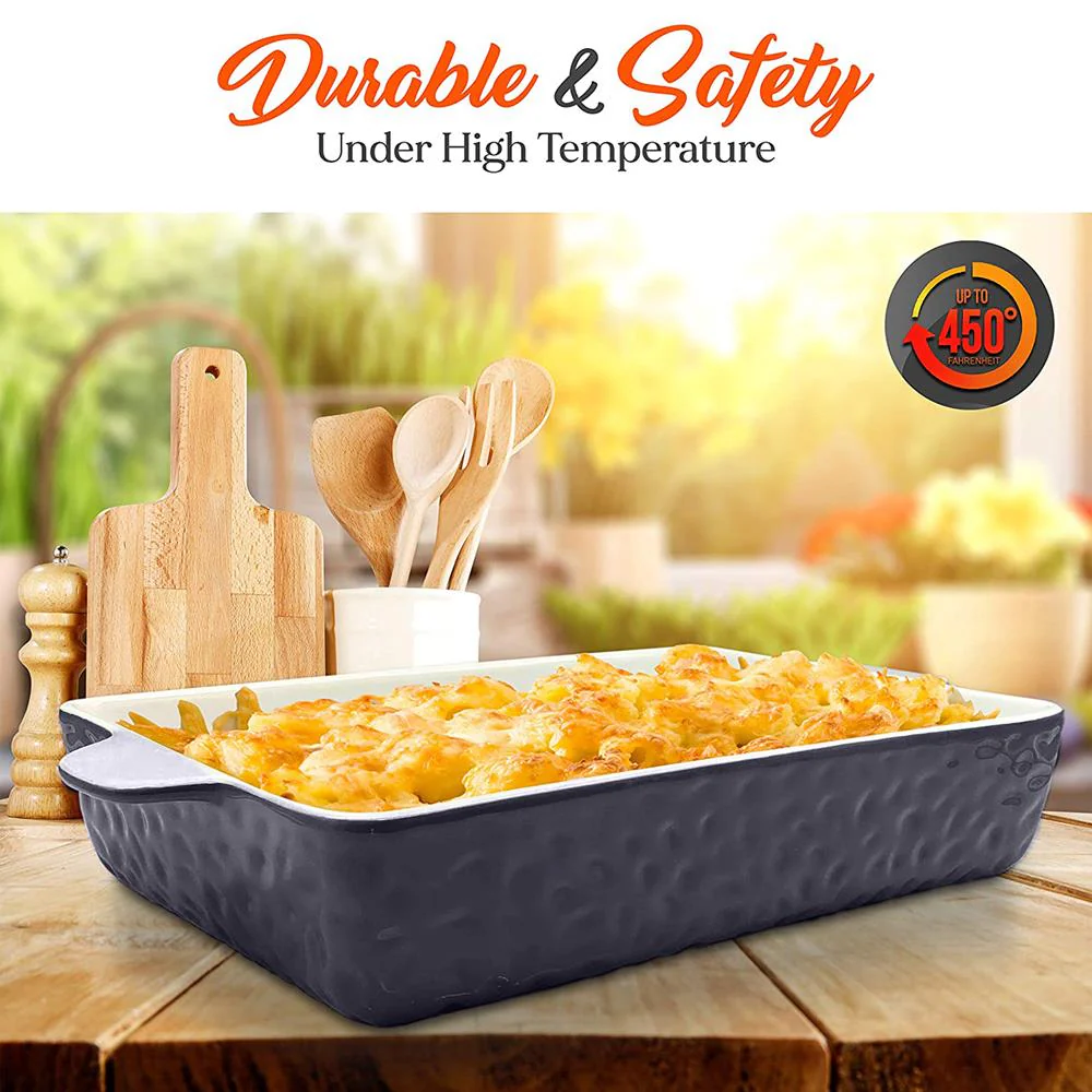 3-Piece Ceramic Casserole Set, Nonstick, Oven Safe, Royal Blue - Image 5