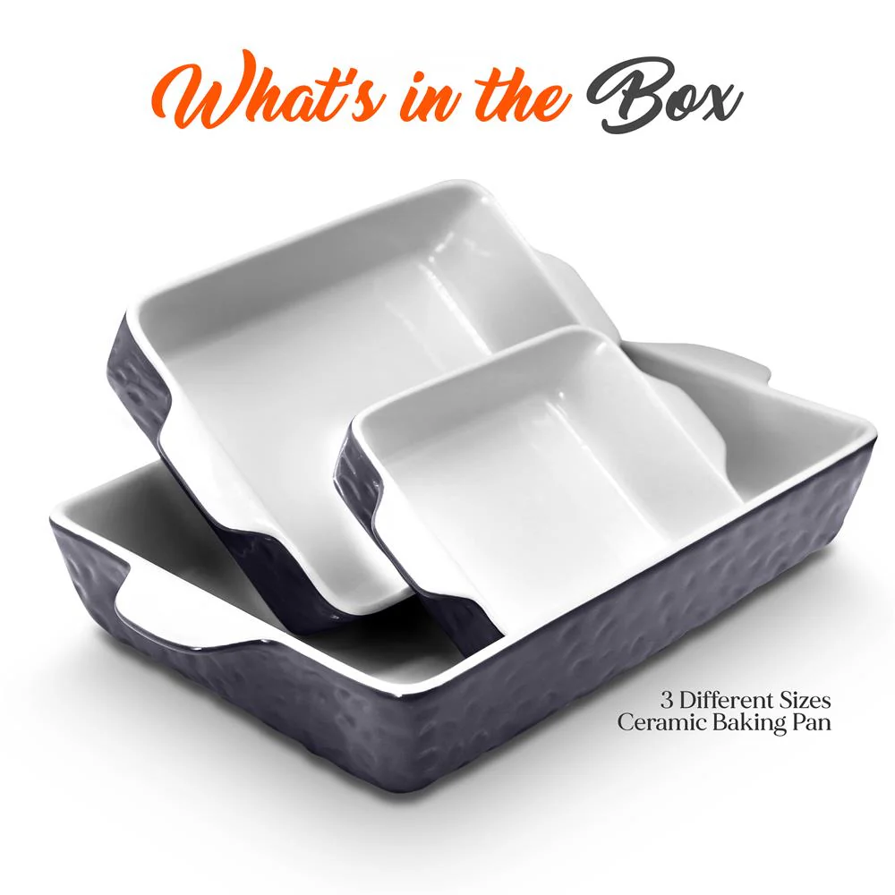 3-Piece Ceramic Casserole Set, Nonstick, Oven Safe, Royal Blue - Image 7