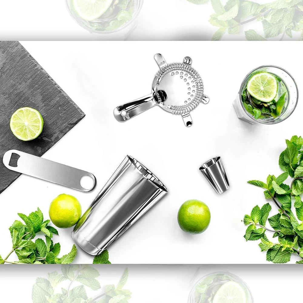 Cocktail Shaker Set 15 Pcs - Stainless Steel, Dishwasher Safe, Silver - Image 3