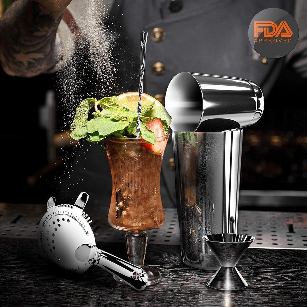 Cocktail Shaker Set 15 Pcs - Stainless Steel, Dishwasher Safe, Silver - Image 6