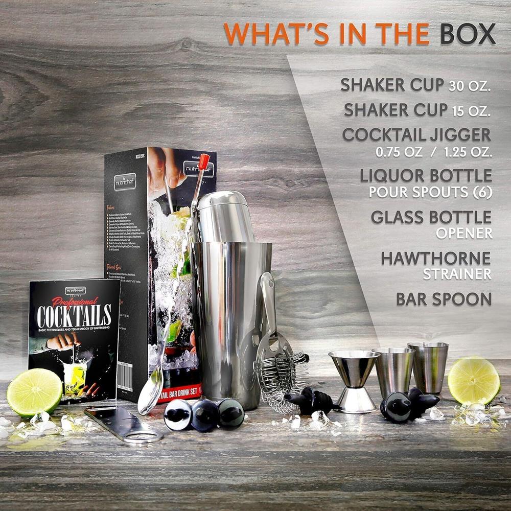 Cocktail Shaker Set 15 Pcs - Stainless Steel, Dishwasher Safe, Silver - Image 8
