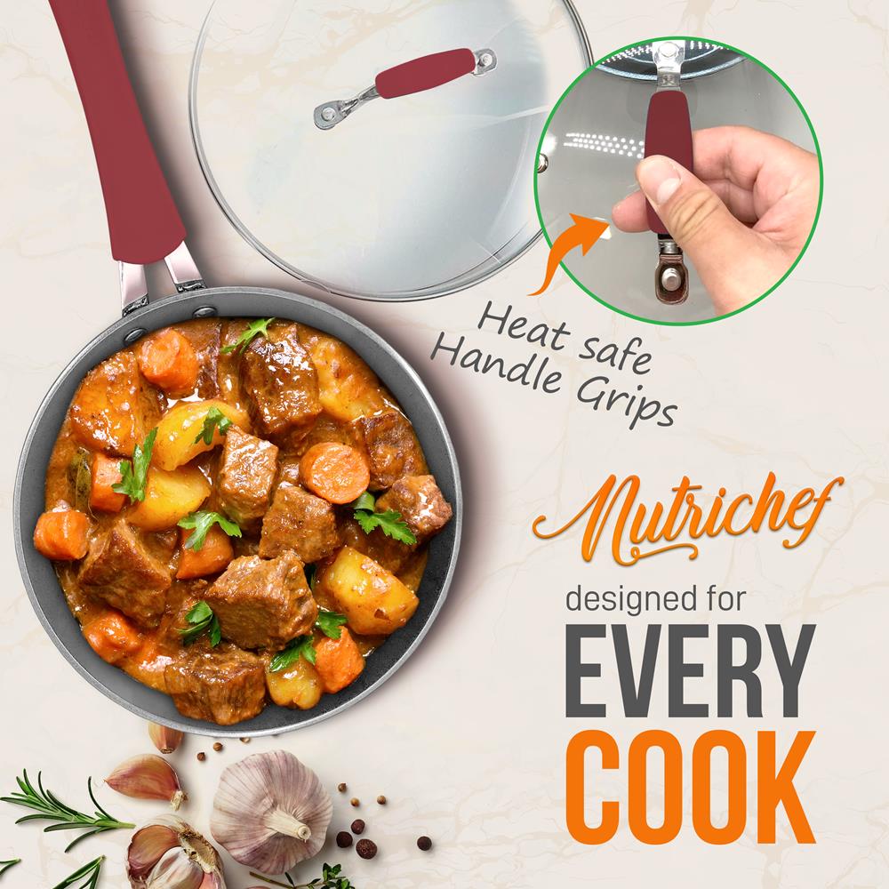 11-Piece Non-Stick Cookware Set, Even Heat, Ceramic Coating, Red - Image 6