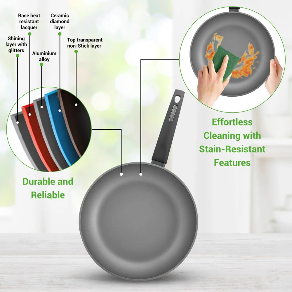 12-Piece Nonstick Cookware Set, Even Heat, Red, PFOA/PFOS-Free - Image 5