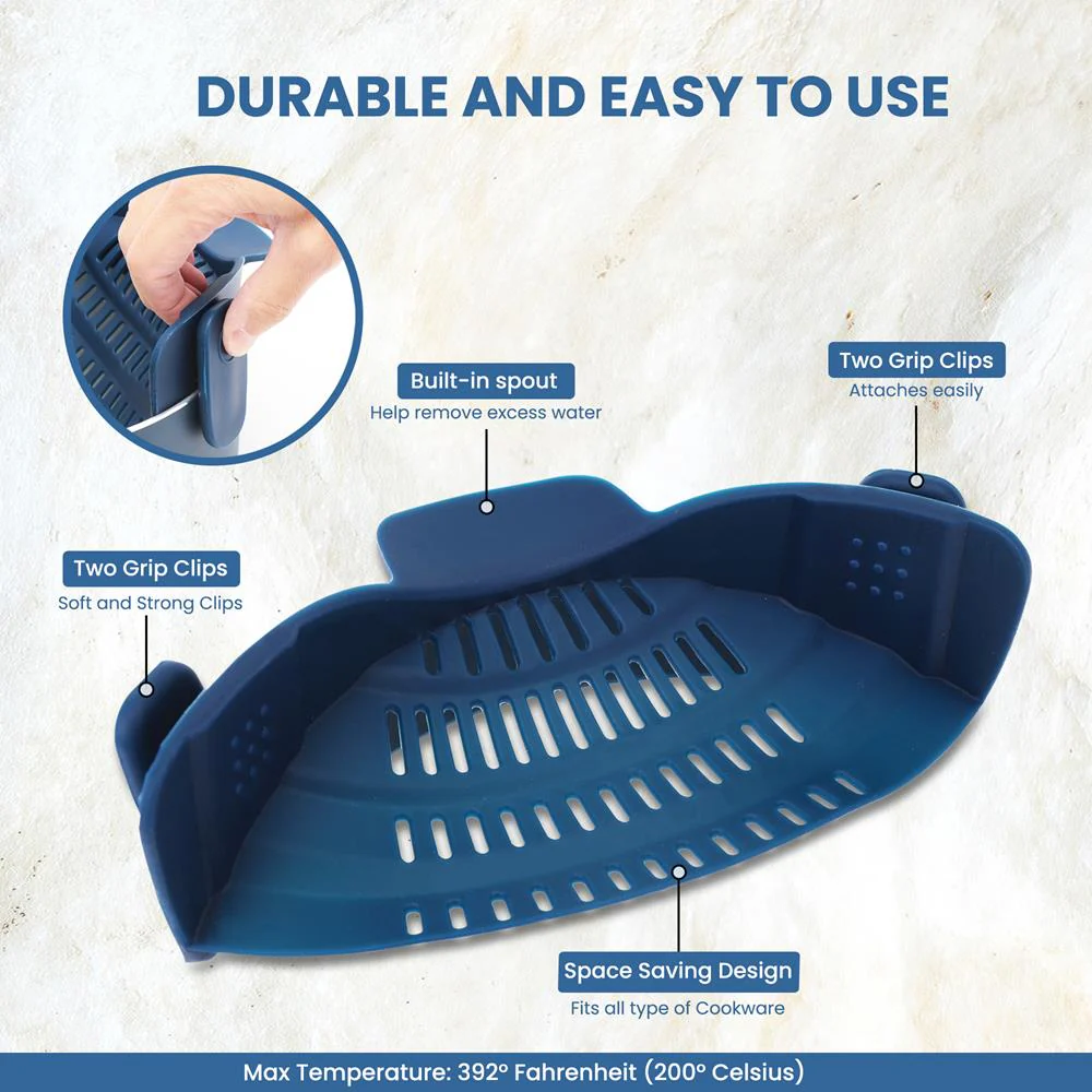 Silicone Clip-On Strainer - Hands-Free Heat Resistant Drainer, Works With Models: Nccw14Sblu & Nccw20Sblu - Image 2