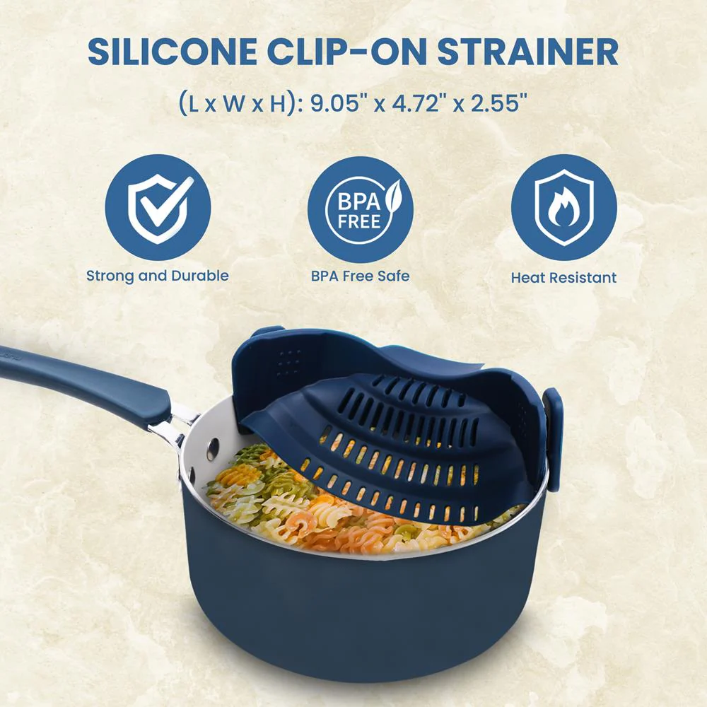 Silicone Clip-On Strainer - Hands-Free Heat Resistant Drainer, Works With Models: Nccw14Sblu & Nccw20Sblu - Image 3