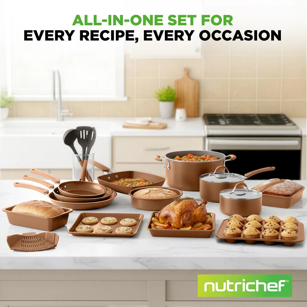 20-Piece Nonstick Cookware Set - Even Heat, PFOA/PFOS-Free, Tempered Glass - Image 7