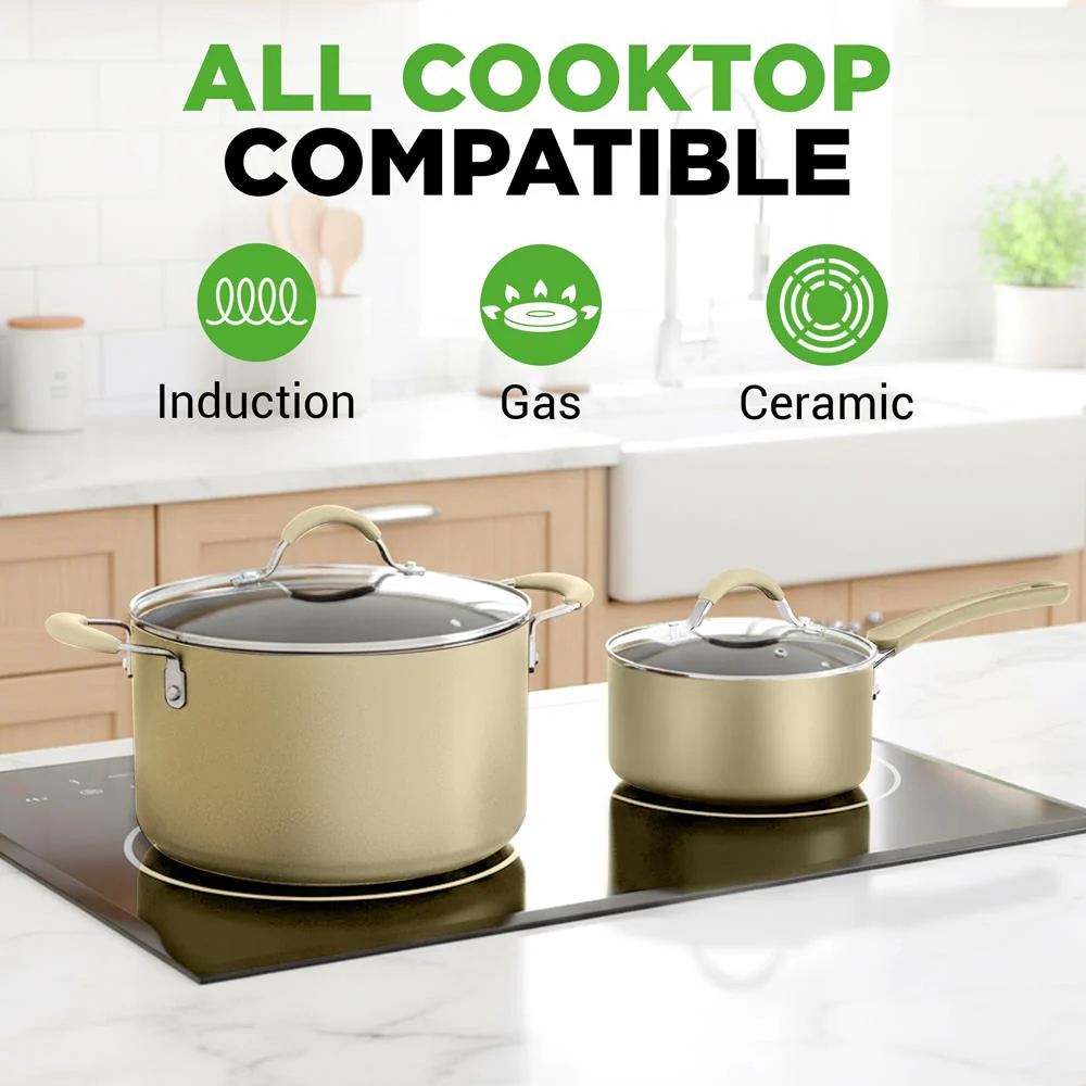 20-Piece Non-Stick Cookware Set, Easy-Clean Aluminum, White - Image 9
