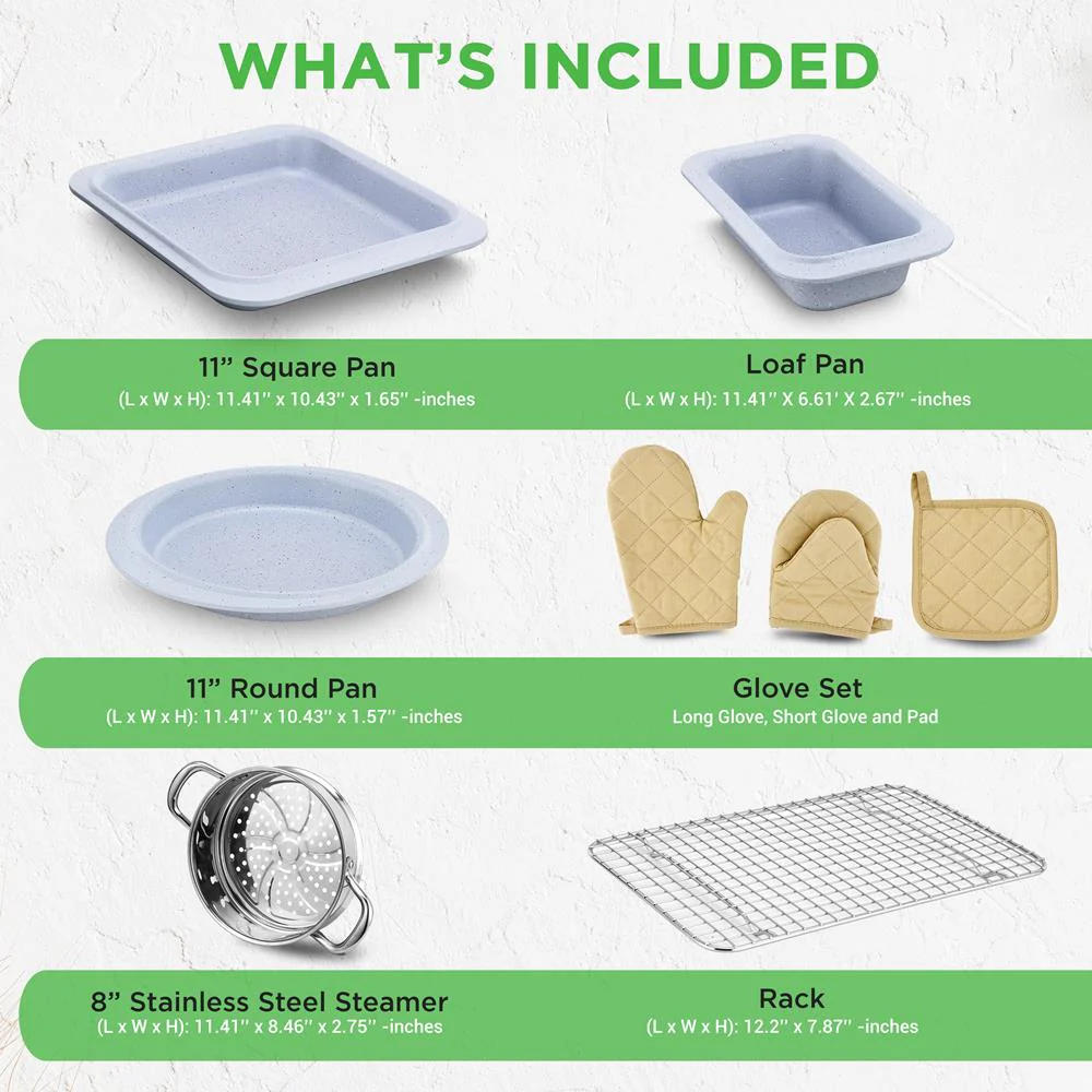 22-Piece Cookware Set, Non-Stick Marble Coating, Moon Grey - Image 4
