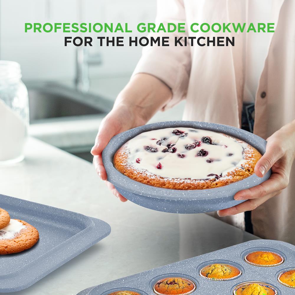 22-Piece Cookware Set, Non-Stick Marble Coating, Moon Grey - Image 6