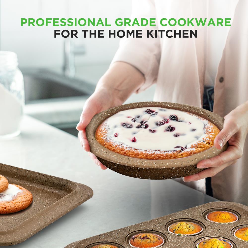 22-Piece Non-Stick Cookware Set, Even Heat, Marble Coating, Maroon - Image 6