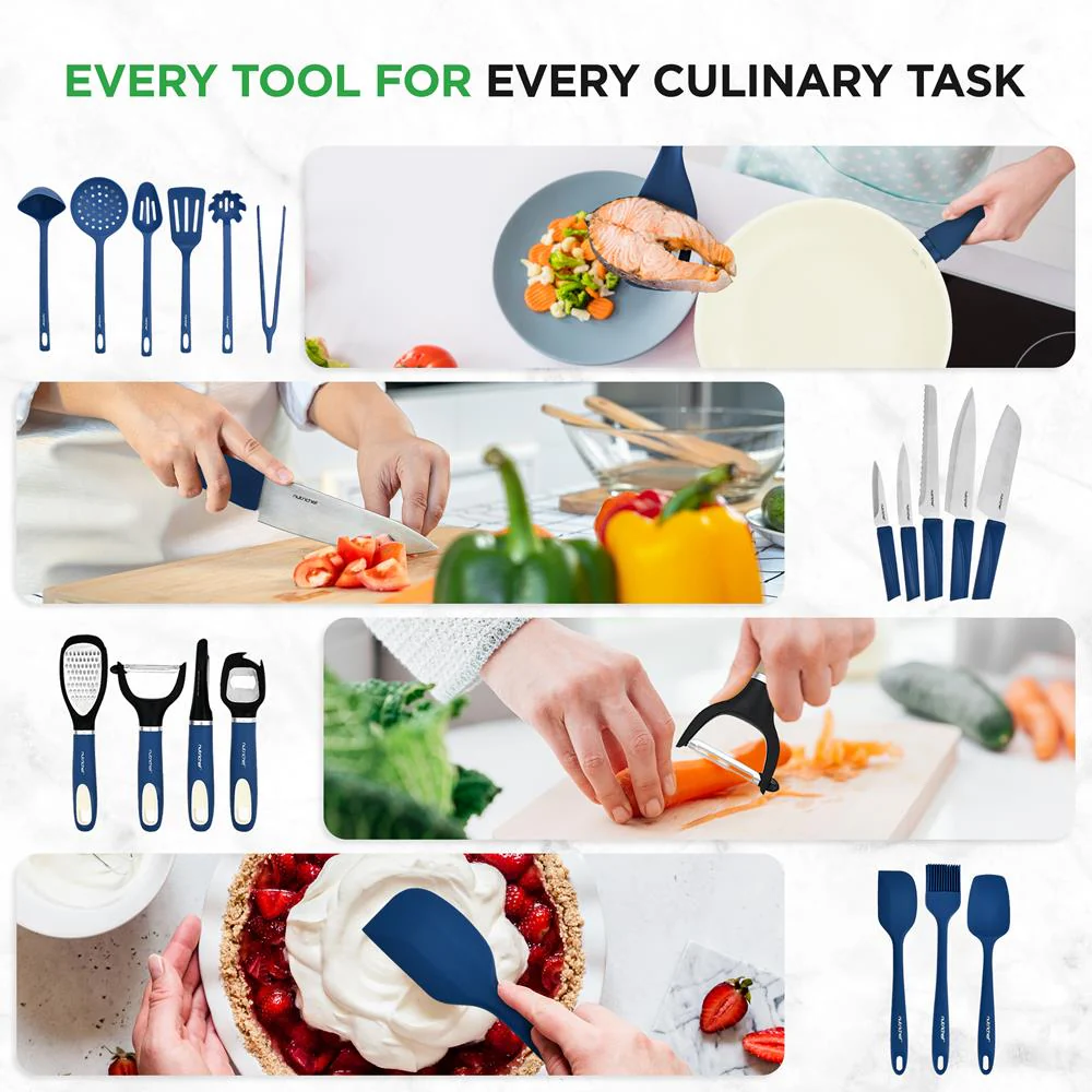 54-Piece Cookware Set, Even Heat Ceramic Non-Stick, Blue Gray - Image 5