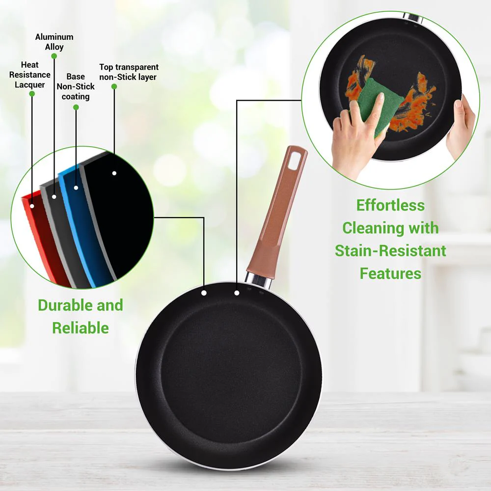 13-Piece Nonstick Cookware Set, Even Heat, Durable Coating, Brown - Image 5