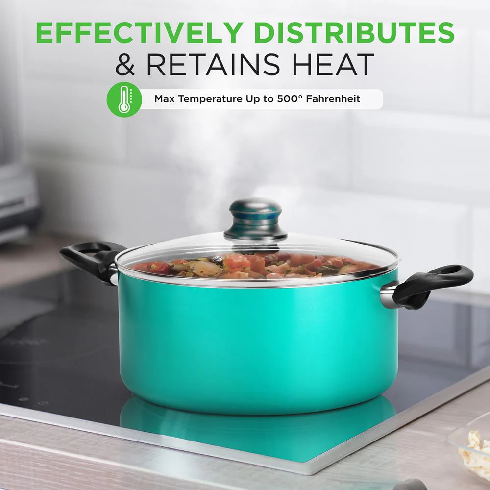 15-Piece Non-Stick Cookware Set, Even Heat, Colorful Lacquer Finish - Image 6