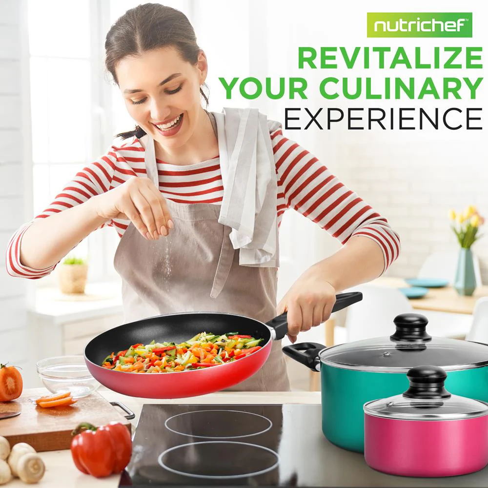 15-Piece Non-Stick Cookware Set, Even Heat, Colorful Lacquer Finish - Image 7