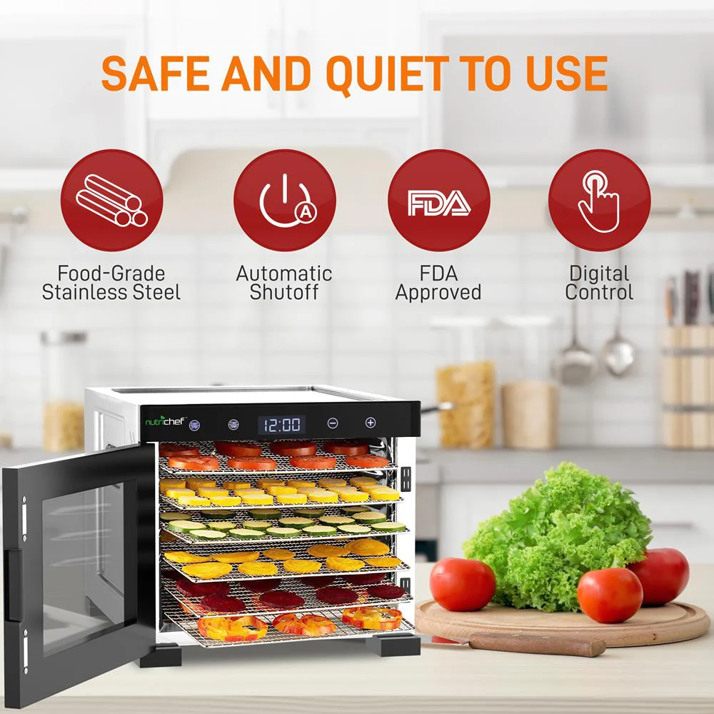 Premium Food Dehydrator Machine - 6 Stainless Steel Trays With Digital Timer And Temperature Control, 600 Watts - Image 2