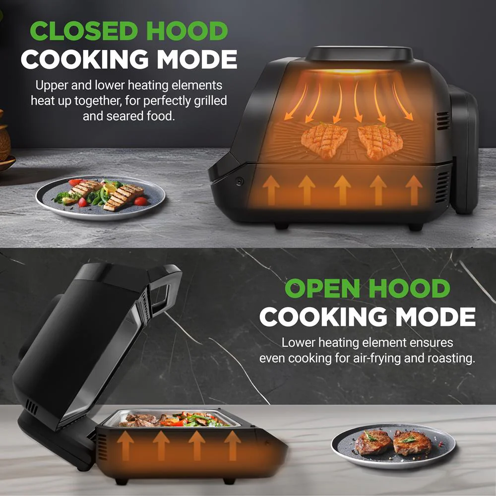 Smart Griller With Air Frying Combo - Includes Searing, Removable Grill Gate, Crisper Basket, Cooking Pot, And Smoke Control System - Image 3