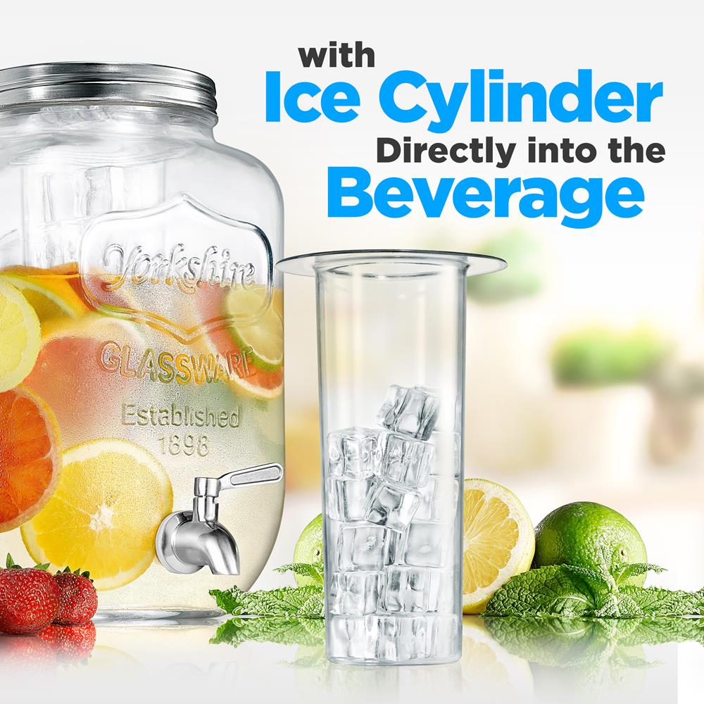 1-Gallon Glass Beverage Dispenser With Stainless Tap And Spigot Metal Lid Filters - Image 4