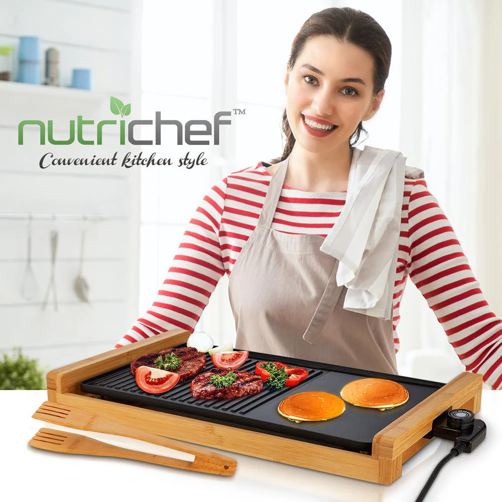 Smokeless Indoor Electric Grill, Non-Stick, Bamboo Tray, 1800W - Image 7
