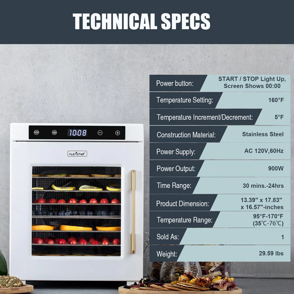10 Shelf Stainless Steel Trays With Digital Timer And Temperature Control, 900Watts - Image 3