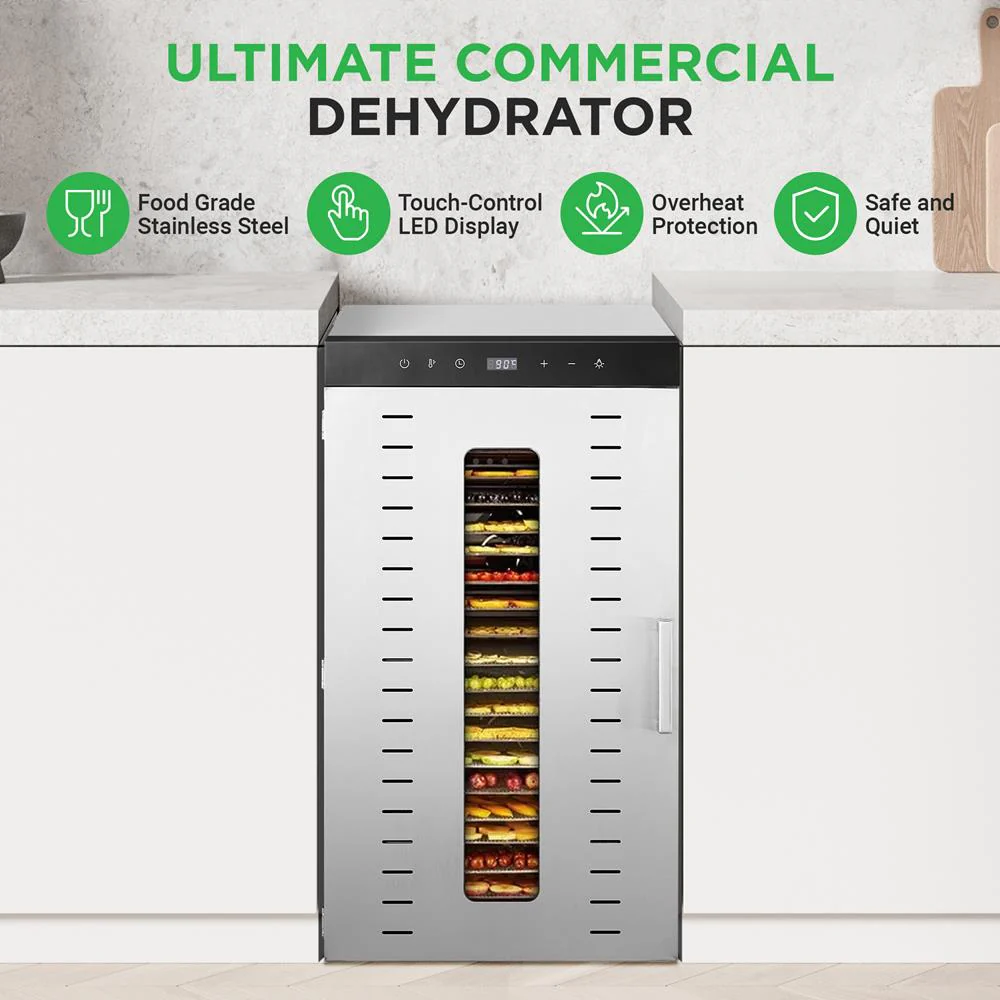 20-Shelf Food Dehydrator, Digital Timer, Stainless Steel, Easy Monitoring - Image 3