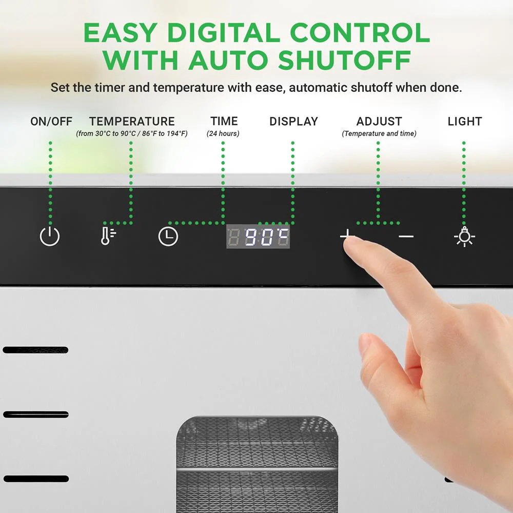 20-Shelf Food Dehydrator, Digital Timer, Stainless Steel, Easy Monitoring - Image 4