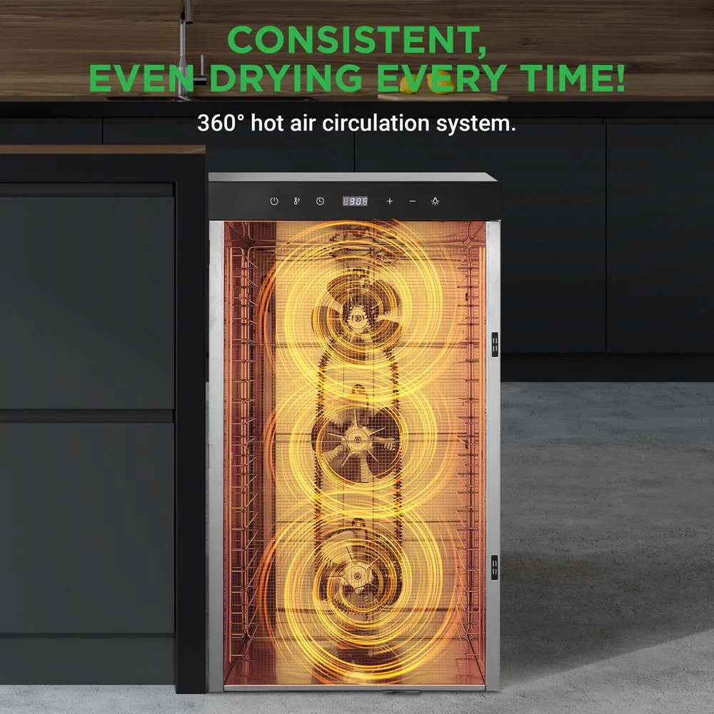 20-Shelf Food Dehydrator, Digital Timer, Stainless Steel, Easy Monitoring - Image 5