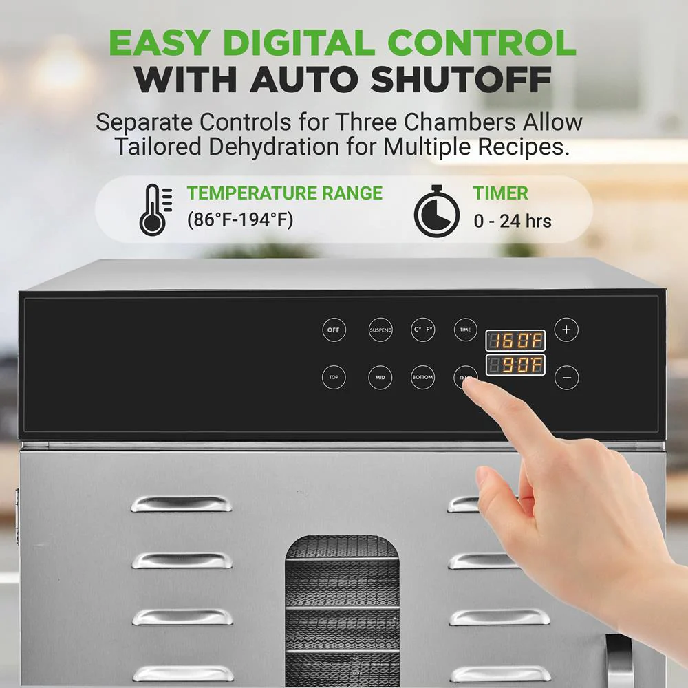 Commercial Food Dehydrator, 30 Trays, Digital Timer, Stainless Steel - Image 4