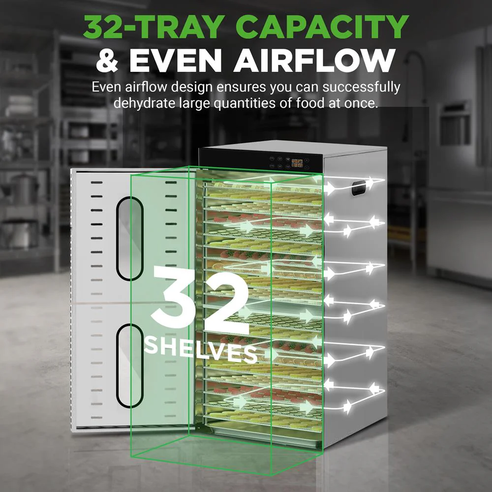 32-Layer Food Dehydrator, Large Capacity, Stainless Steel, Digital Timer - Image 2