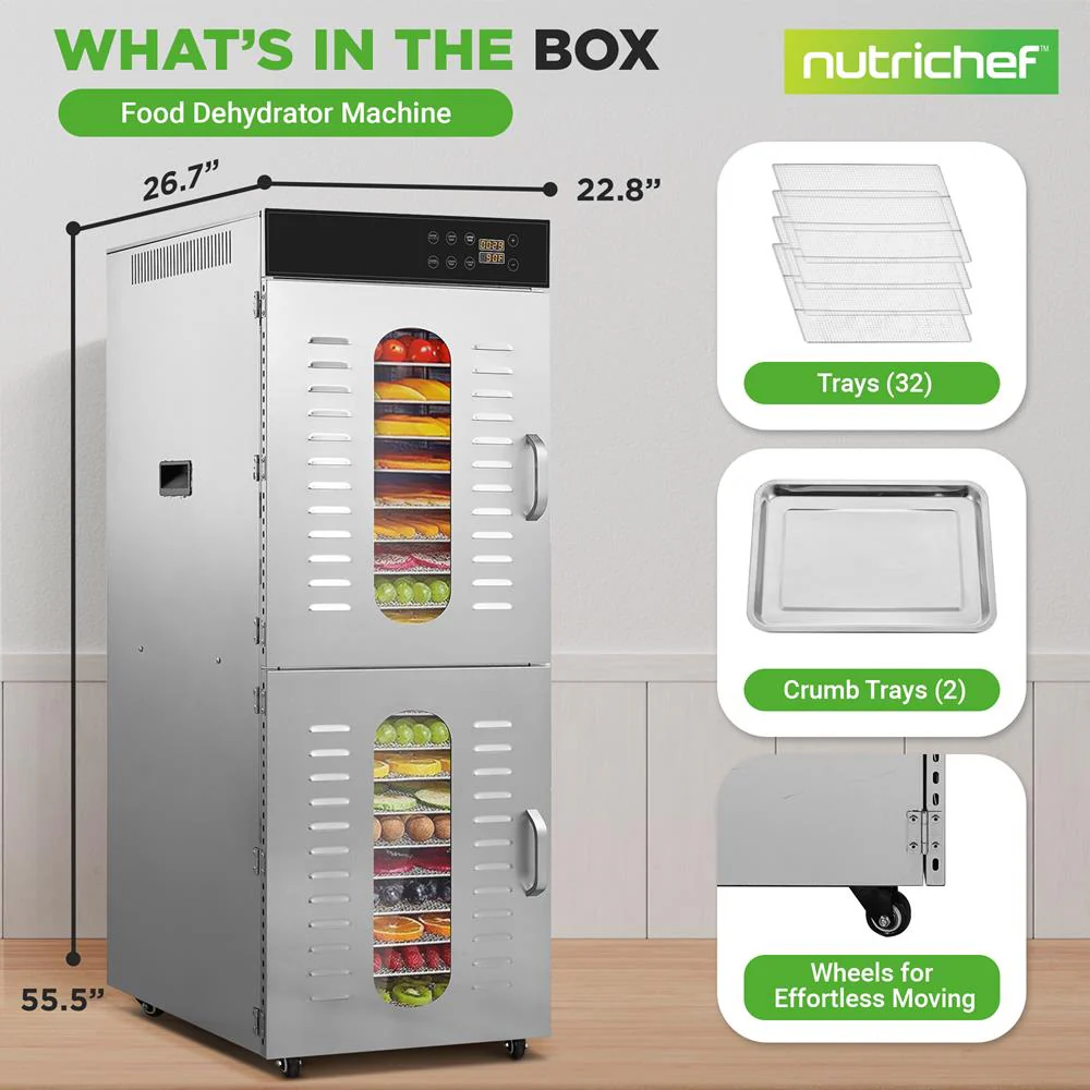 32-Layer Food Dehydrator, Large Capacity, Stainless Steel, Digital Timer - Image 7