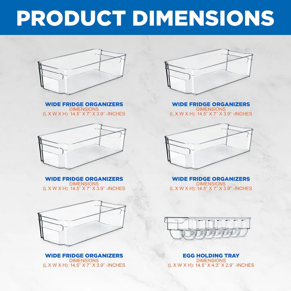 6-Piece Clear Fridge Organizer Set, BPA-Free, Shatter-Resistant Plastic - Image 2