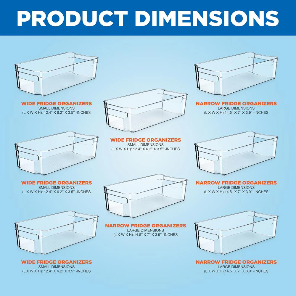 8-Piece Clear Fridge Organizer Set, BPA-Free, Shatter-Resistant Plastic - Image 2