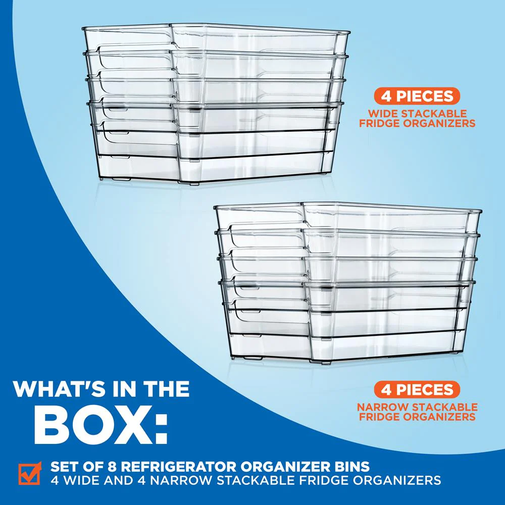 8-Piece Clear Fridge Organizer Set, BPA-Free, Shatter-Resistant Plastic - Image 7
