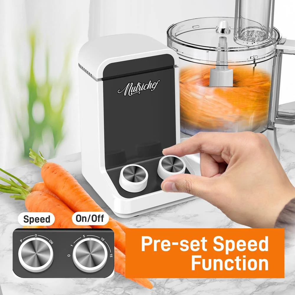 Multifunction Food Processor - Ultra Quiet Powerful Motor, Includes 6 Attachment Blades, Up To 2L Capacity - Image 4